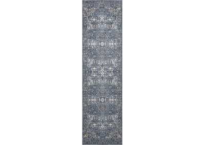 Image for kathy ireland Home Malta MAI01 Dark Blue 8' Runner Hallway Rug