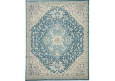 Image for Nourison Tranquil TRA07 Turquoise Blue and White 9'x12' Oversized Rug