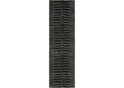 Image for Nourison Maxell MAE09 Charcoal Grey 8' Runner Snakeskin Pattern Hallway Rug