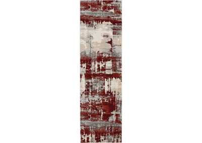 Image for Nourison Maxell MAE14 White and Red 8' Runner Hallway Rug