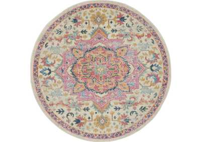 Image for Nourison Passion 5' Round Ivory, Pink Bohemian Area Rug