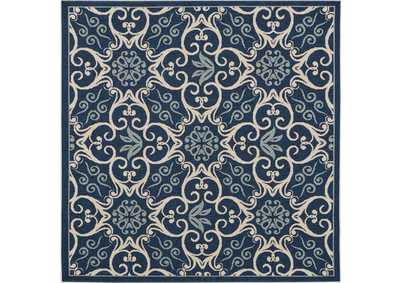 Image for Nourison Caribbean CRB02 Navy Blue and White 5' Square Area Rug