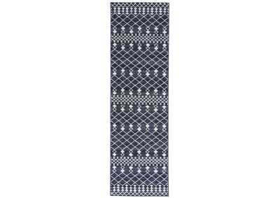Image for Nourison Palermo 8' Runner Navy and Grey Distressed Bohemian Area Rug