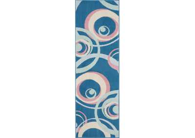 Image for Nourison Grafix GRF21 Blue and Pink 8' Runner Hallway Rug