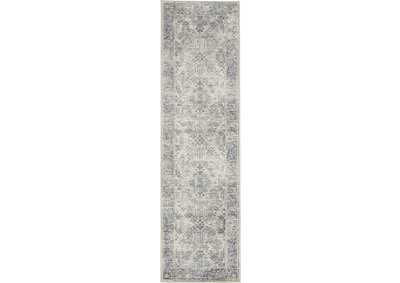 Image for Malta by kathy ireland Home MAI12 Ivory/Blue 8' Runner Area Rug