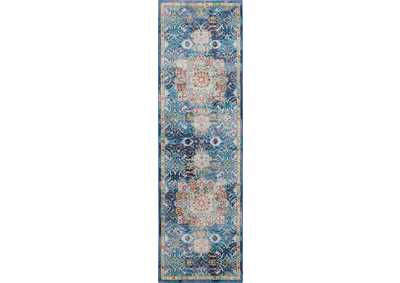 Image for Nourison Ankara Global ANR03 Blue 6' Runner Low-pile Hallway Rug