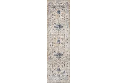 Image for kathy ireland Home Malta MAI02 Beige and Blue 8' Runner Hallway Rug