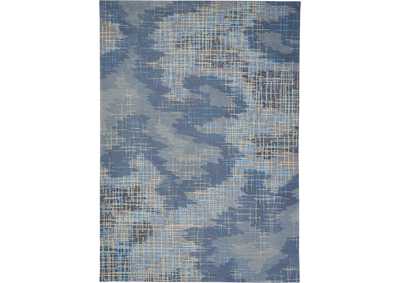 Image for Nourison Symmetry SMM08 Slate Blue and Grey 9'x12' Oversized Textured Rug