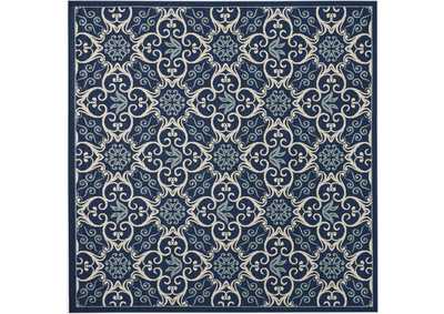 Image for Nourison Caribbean CRB02 Navy Blue and White 8' Square Large Rug