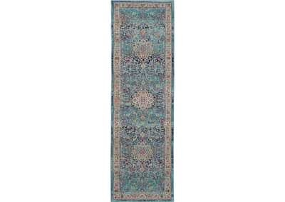 Image for Nourison Vintage Kashan VKA01 Blue Multicolor 8' Runner Hallway Rug