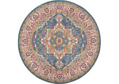 Image for Nourison Passion PSN20 Teal Multicolor 8' Round Persian Area Rug