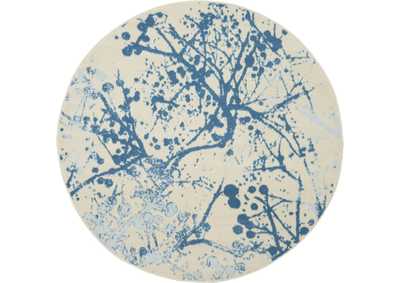 Image for Nourison Jubilant JUB12 White and Blue 5' Round Contemporary Area Rug