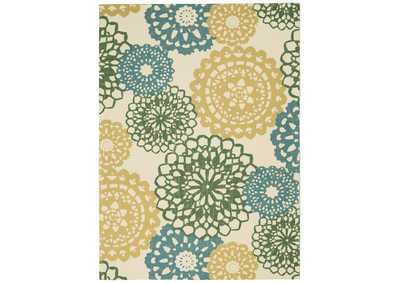 Image for Waverly Sun N Shade SND72 Blue and Green 5'x8' Ornate Medallion Area Rug