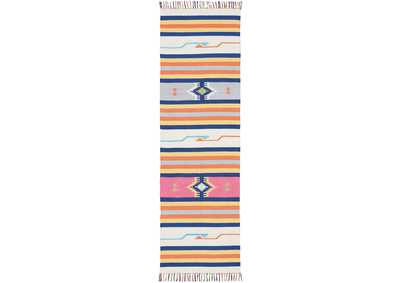Image for Nourison Baja BAJ01 White Multicolor 8' Runner Flat Weave Hallway Rug