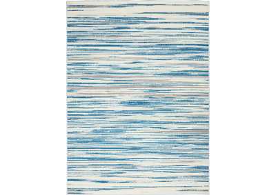 Image for Nourison Jubilant JUB04 Teal Blue and White 5'x7' Beach Area Rug