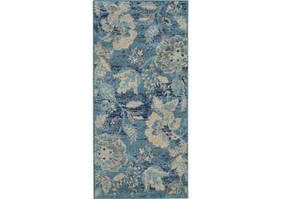 Image for Nourison Tranquil 2'x4' Turquoise Blue and White French Country Small Rug