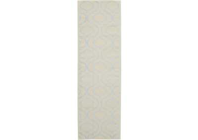 Image for Nourison Jubilant JUB19 White and Blue 7' Runner Low-pile Hallway Rug