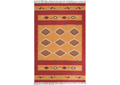 Image for Nourison Baja BAJ02 Yellow and Red 8'x10' Large Flat Weave Rug