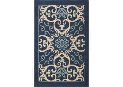 Image for Nourison Caribbean CRB02 Navy Blue and White 4'x6' Area Rug