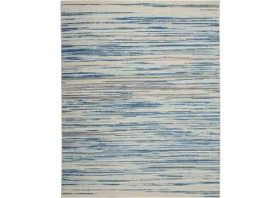 Image for Nourison Jubilant JUB04 Teal Blue and White 9'x12' Large Low-pile Rug