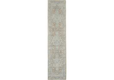 Image for Nourison Jazmine JAZ01 Grey and Blue 10' Runner Wool Hallway Rug