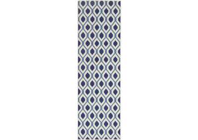 Image for Nourison Grafix GRF22 Blue and White 8' Runner Hallway Rug