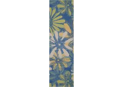 Image for Nourison Home & Garden RS022 Blue 8' Runner Hallway Rug