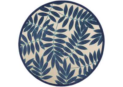 Image for Nourison Aloha ALH18 Navy Blue and White 7'10 Round Oversized Indoor-outdoor Rug