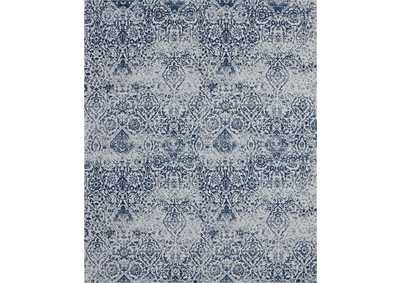 Image for Nourison Damask DAS06 Dark Blue and White 8'x10' Large Flat Weave Rug