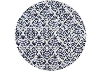 Image for Nourison Grafix GRF06 Navy Blue and White 8' Round Large Rug