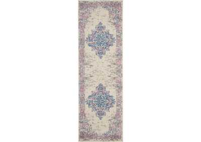 Image for Nourison Grafix GRF14 White and Pink 8' Runner Hallway Rug