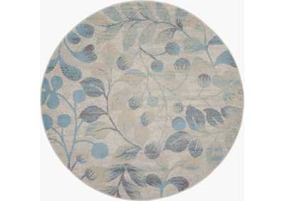 Image for Nourison Tranquil TRA03 Turquoise and Beige 5' Round Botanical Area Rug