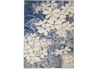 Image for Nourison Tranquil TRA08 Navy Blue and Grey 4'x6' Ombre Floral Area Rug