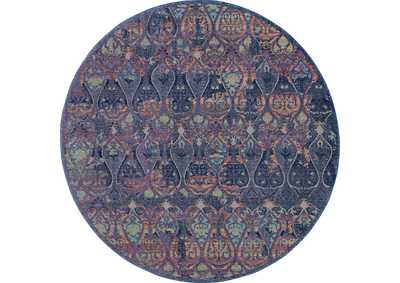 Image for Nourison Ankara Global ANR08 Navy Blue Multicolor 4' Round Moroccan Area Rug