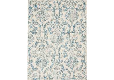 Image for Nourison Jubilant JUB09 White and Blue 5'x7' Farmhouse Area Rug