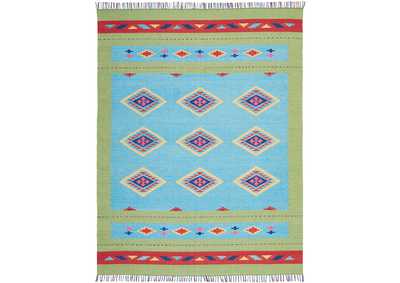 Image for Nourison Baja BAJ02 Blue and Green 8'x10' Large Flat Weave Rug