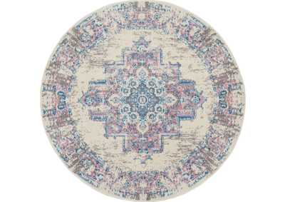 Image for Nourison Grafix GRF14 White and Pink 5' Round Persian Area Rug