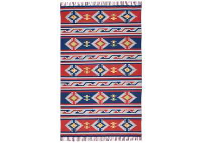 Image for Nourison Baja BAJ03 Blue and Red 7'x10' Large Flat Weave Rug
