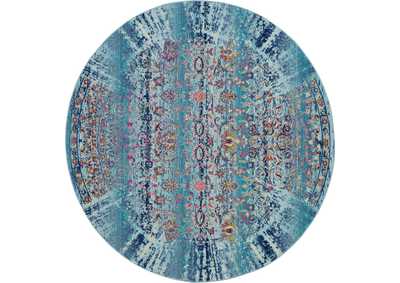 Image for Nourison Vintage Kashan VKA02 Blue Multicolor 4' Round Boho Area Rug