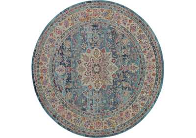 Image for Nourison Vintage Kashan VKA01 Blue Multicolor 4' Round Oushak Area Rug