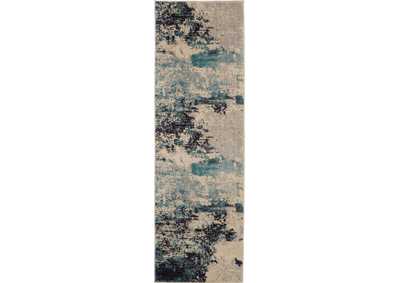 Image for Nourison Celestial CES02 Blue and White 6' Runner Hallway Rug