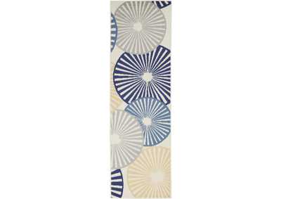 Image for Nourison Grafix GRF20 White and Blue 8' Runner Hallway Rug