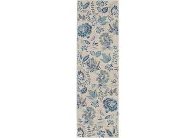 Image for Nourison Tranquil TRA02 Blue and White 7' Runner Hallway Rug