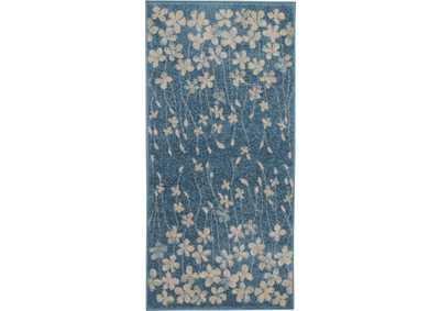 Image for Nourison Tranquil 2'x4' Turquoise Blue Floral Small Rug