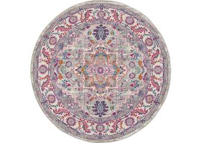 Image for Nourison Passion PSN20 Grey and Pink 5' Round Persian Area Rug