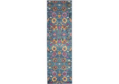 Image for Nourison Passion PSN01 Blue Multicolor 8' Runner Hallway Rug