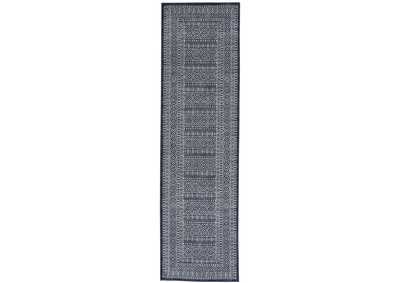 Image for Nourison Palermo 8' Runner Navy and Grey Distressed Bohemian Area Rug
