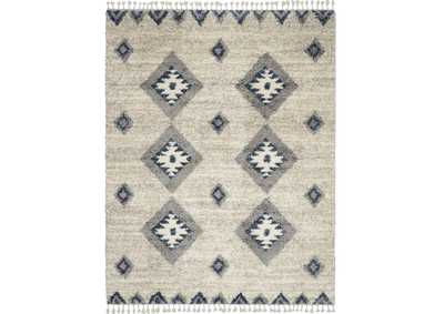 Image for Nourison Oslo Shag OSL03 9'x12' Oversized Ivory and Blue Scandinavian Shag Rug
