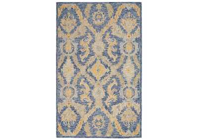 Image for Nourison Azura AZM03 Navy and Gold 5'x8' Farmhouse Area Rug