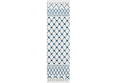 Image for Nourison Kamala DS500 White and Blue 8' Runner Hallway Rug